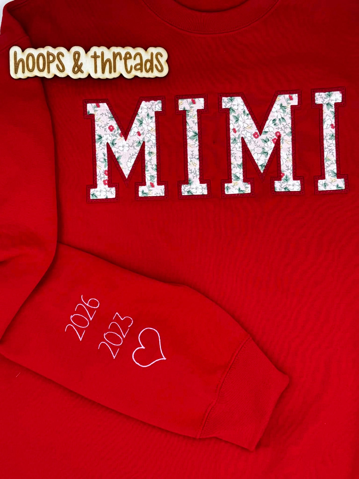 Custom "Mama" Appliqué Sweatshirt Using Baby Clothes – Gildan Unisex Heavy Blend™ Crewneck