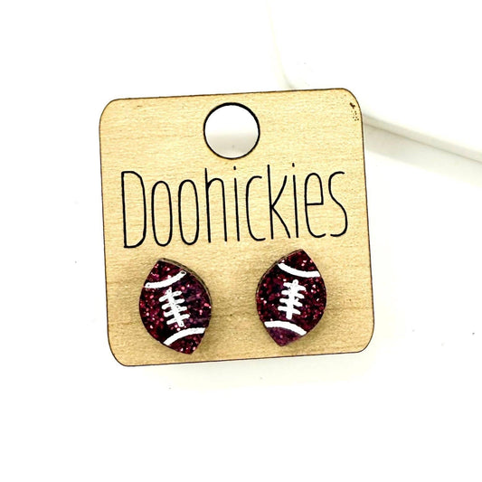 School Spirit Glitter Football Studs - Custom Spirit Earrings - 9 Color Options